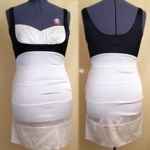 BCBG Pearl and Black Woven Silk Bodycon Cocktail Dress Size 12
